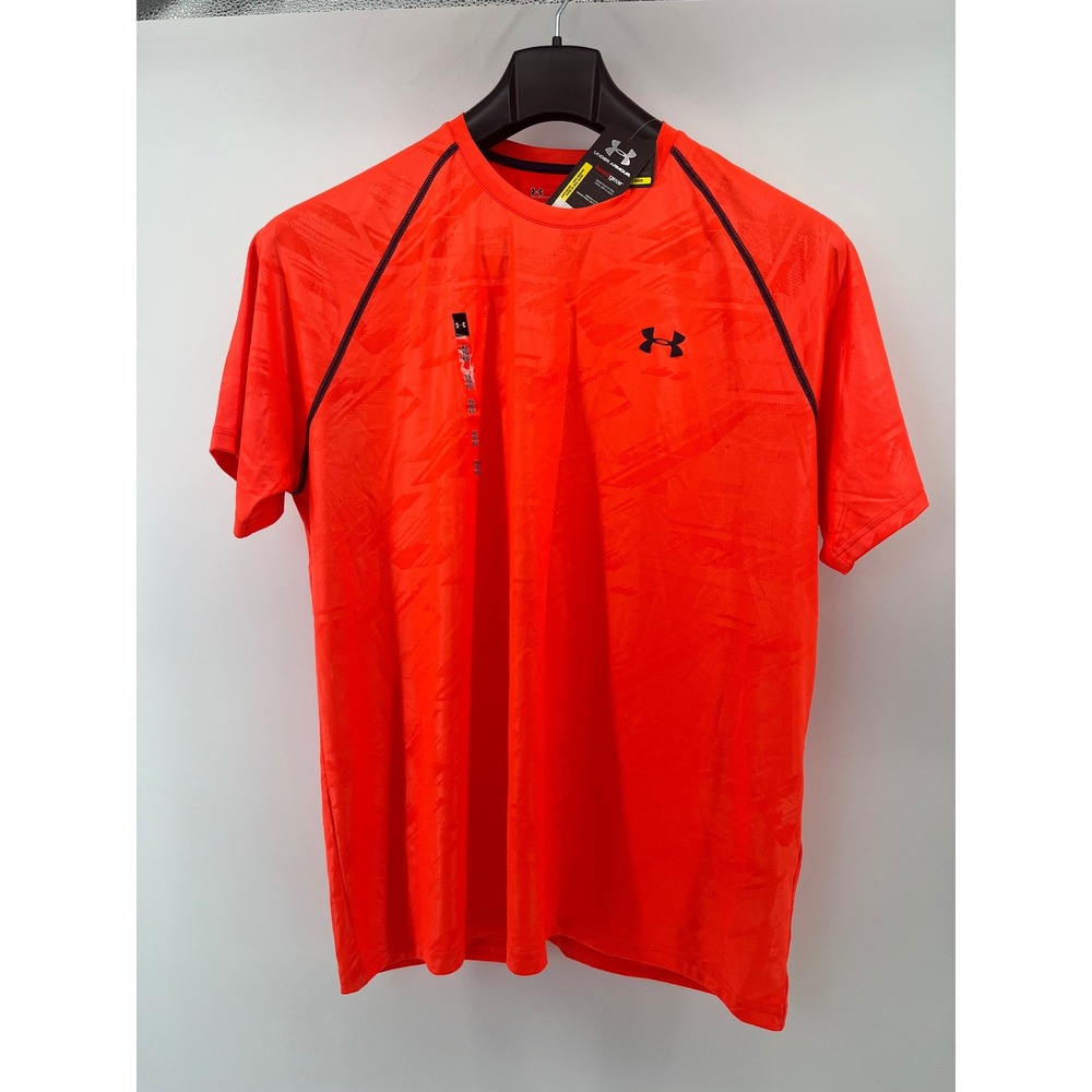 Under Armour HeatGear Shirt Mens XL Orange Short Sleeve Loose Fit Graphic Tee